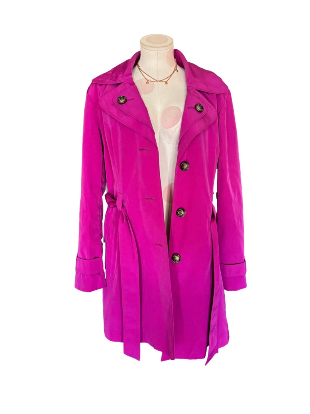 London Fog Pink Belted Trench Coat – L/G - Picture 4 of 12